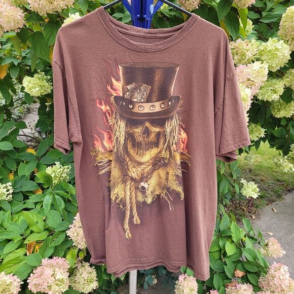 Card Shark Skull Scarecrow Brown Halloween T-shirt size Medium - Picture 5 of 8
